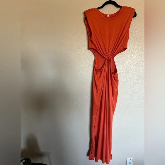 Prinbara Women’s side cut out maxi dress in Orange size Large - Picture 2 of 11
